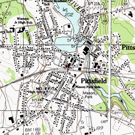 Topographic Map of Pittsfield, ME