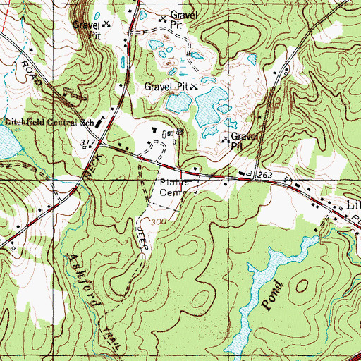Topographic Map of Plains Cemetery, ME