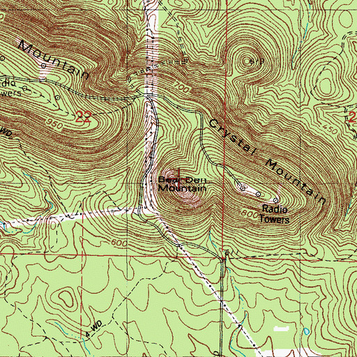 Topographic Map of Bear Den Mountain, AR