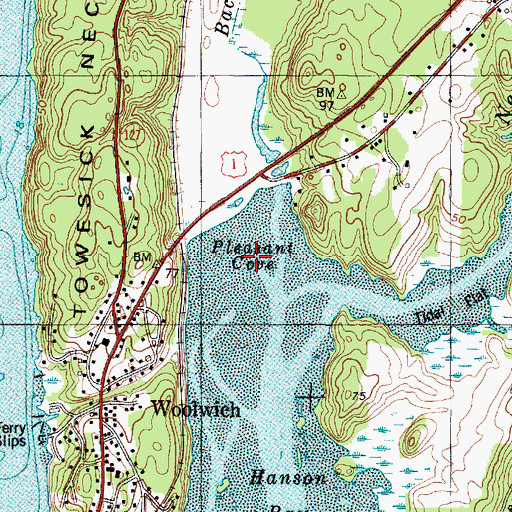 Topographic Map of Pleasant Cove, ME