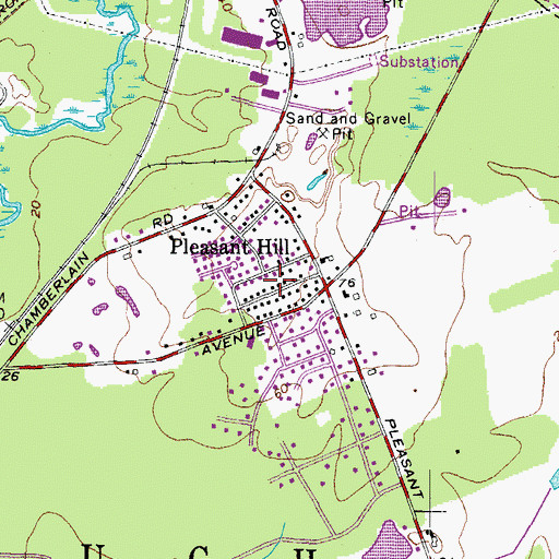 Topographic Map of Pleasant Hill, ME