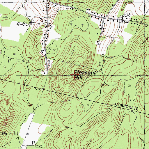 Topographic Map of Pleasant Hill, ME