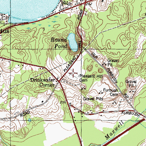 Topographic Map of Pleasant Hill Cemetery, ME