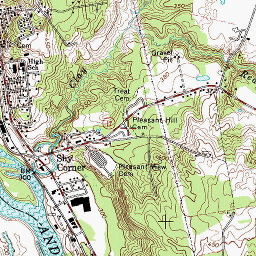 Topographic Map of Pleasant Hill Cemetery, ME
