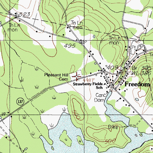 Topographic Map of Pleasant Hill Cemetery, ME