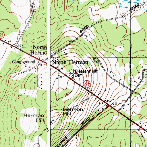 Topographic Map of Pleasant Hill Cemetery, ME