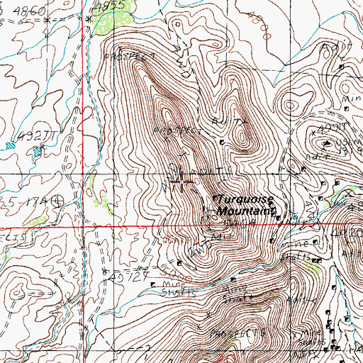 Topographic Map of Herget Turquoise Mine, AZ
