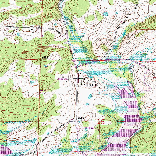 Topographic Map of Beaton, AR