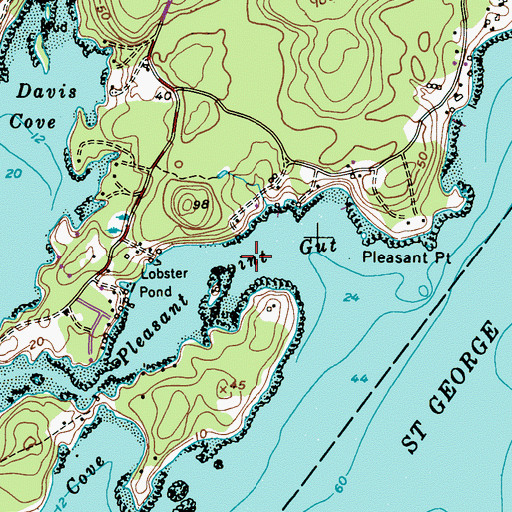 Topographic Map of Pleasant Point Gut, ME