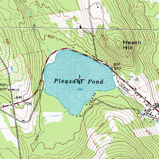 Topographic Map of Pleasant Pond, ME
