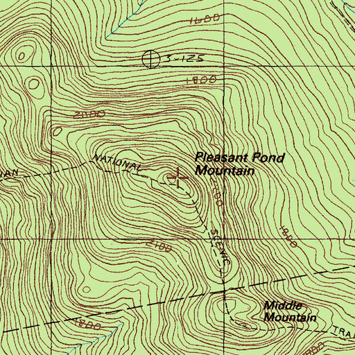 Topographic Map of Pleasant Pond Mountain, ME