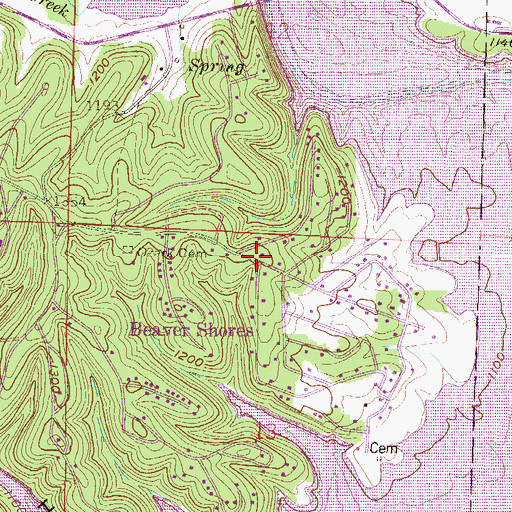 Topographic Map of Beaver Shores, AR