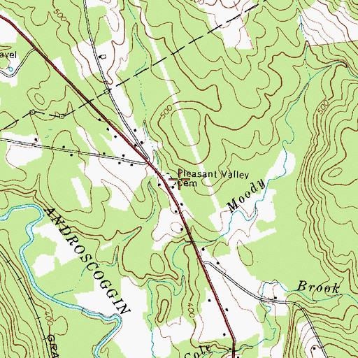 Topographic Map of Pleasant Valley Cemetery, ME