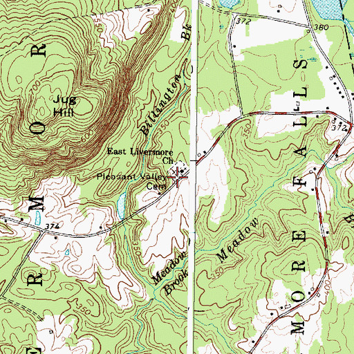 Topographic Map of Pleasant Valley Cemetery, ME