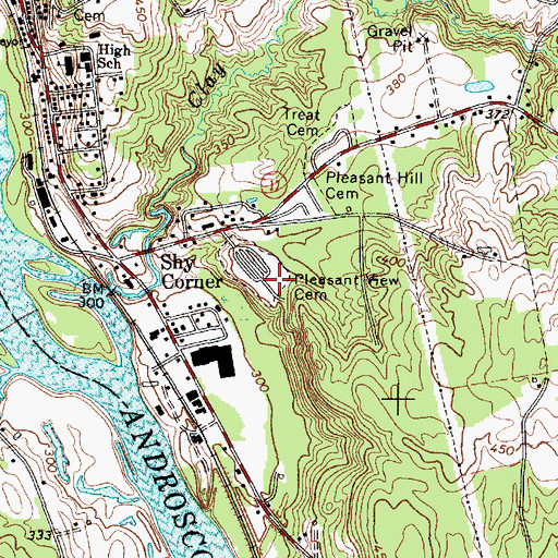 Topographic Map of Pleasant View Cemetery, ME