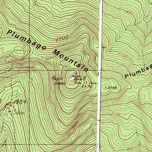 Topographic Map of Plumbago Mountain, ME