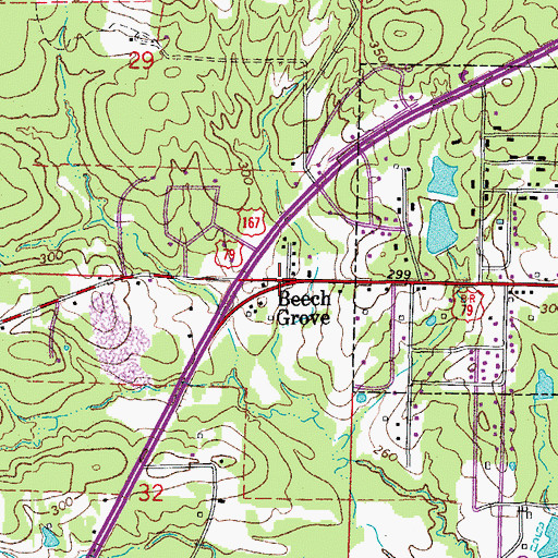 Topographic Map of Beech Grove, AR