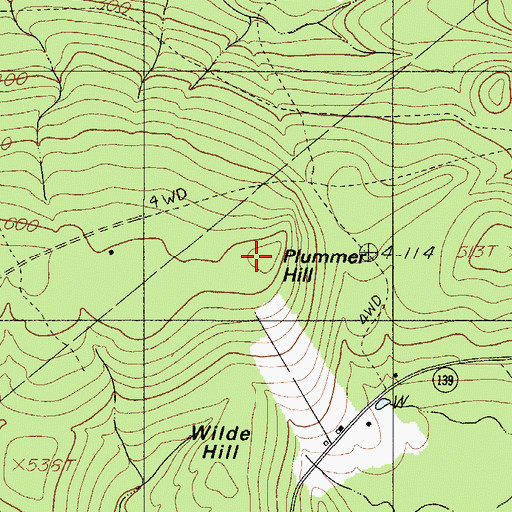 Topographic Map of Plummer Hill, ME