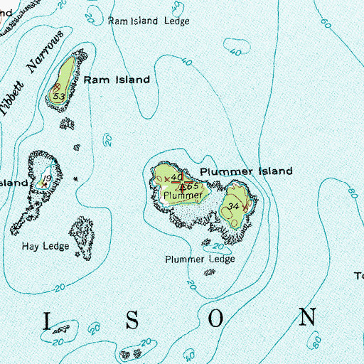 Topographic Map of Plummer Island, ME