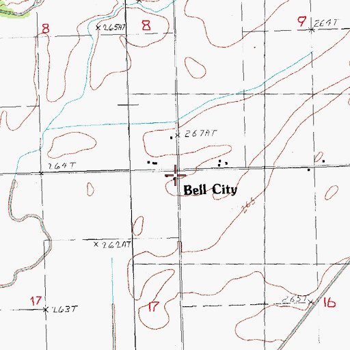 Topographic Map of Bell City, AR