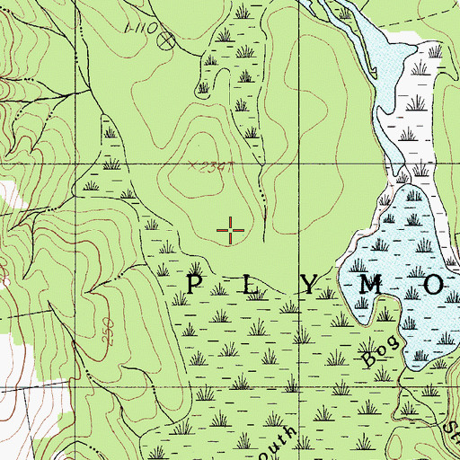 Topographic Map of Plymouth Bog, ME