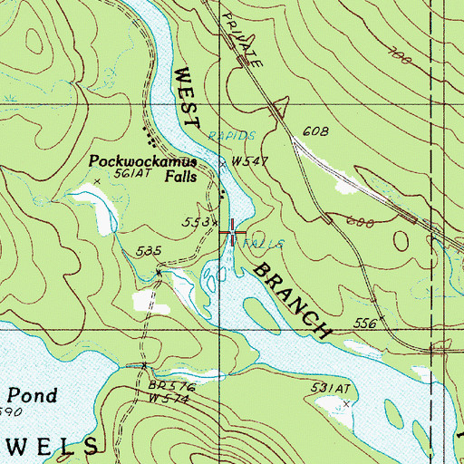 Topographic Map of Pockwockamus Falls, ME
