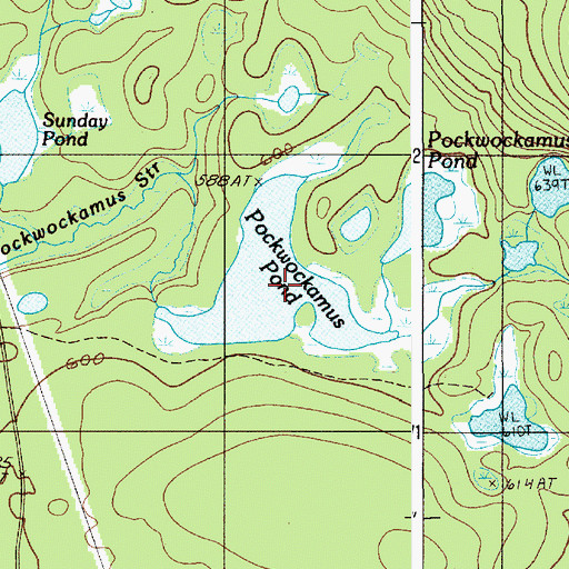 Topographic Map of Pockwockamus Pond, ME