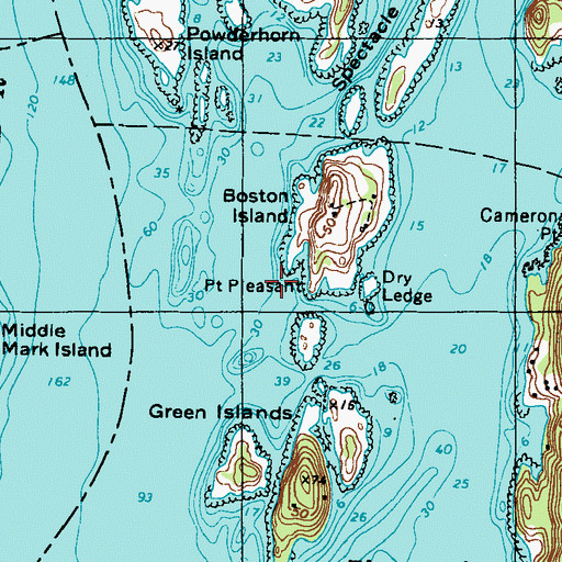 Topographic Map of Point Pleasant, ME