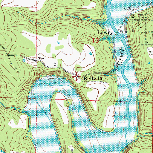 Topographic Map of Bellville, AR
