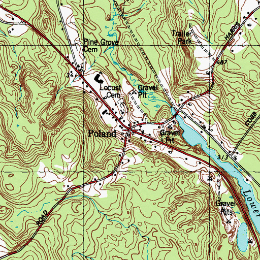 Topographic Map of Poland, ME