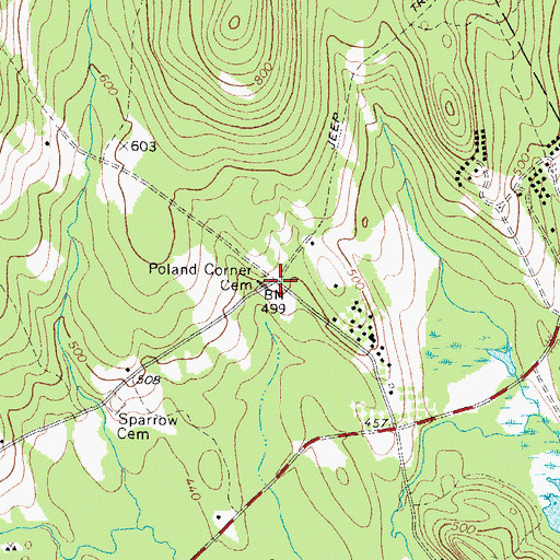 Topographic Map of Poland Corner Cemetery, ME