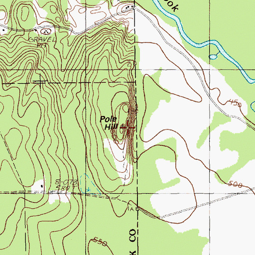 Topographic Map of Pole Hill, ME