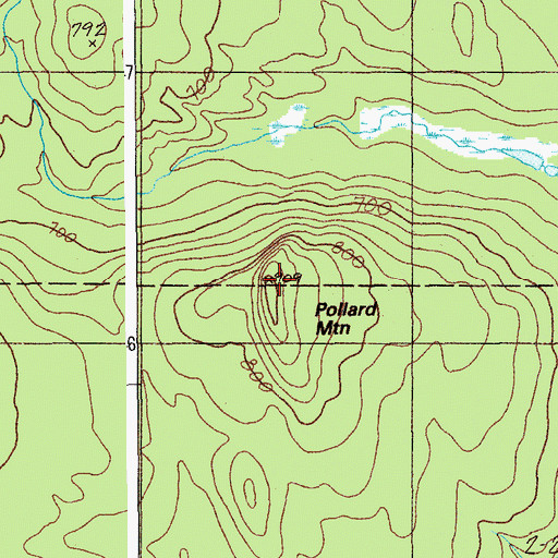 Topographic Map of Pollard Mountain, ME
