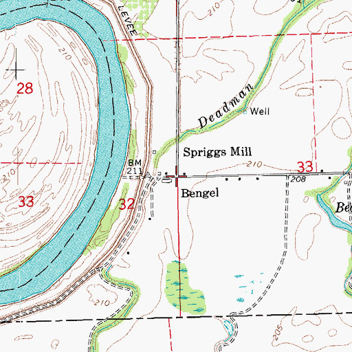 Topographic Map of Bengel, AR
