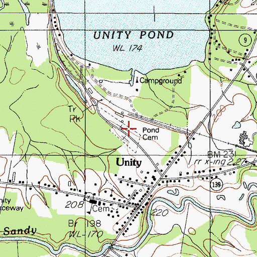 Topographic Map of Pond Cemetery, ME