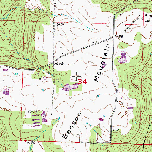 Topographic Map of Benson Mountain, AR