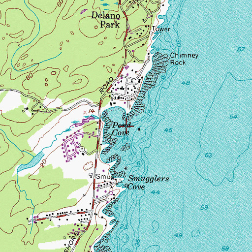 Topographic Map of Pond Cove, ME