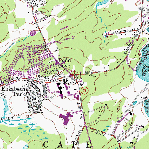 Topographic Map of Pond Cove, ME