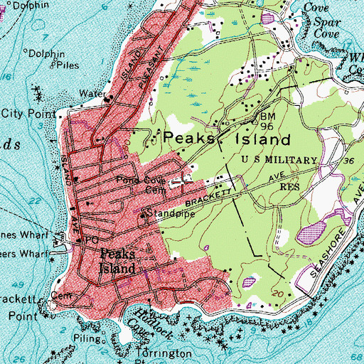 Topographic Map of Pond Grove Cemetery, ME