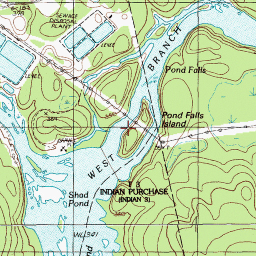Topographic Map of Pond Falls Island, ME