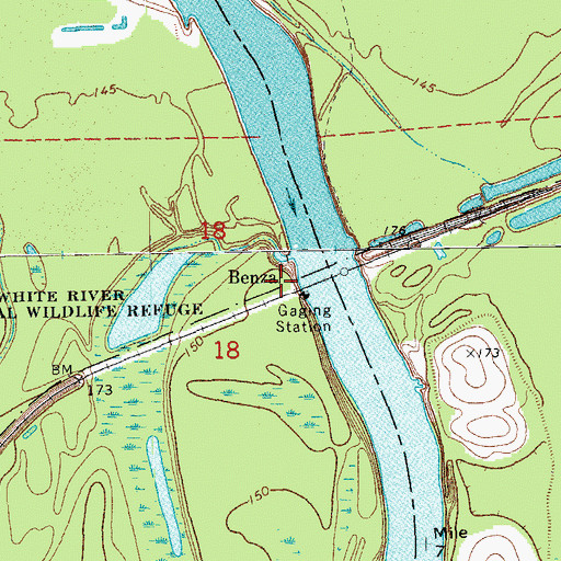 Topographic Map of Benzal, AR