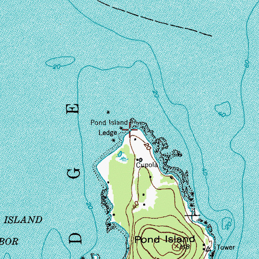 Topographic Map of Pond Island Ledge, ME