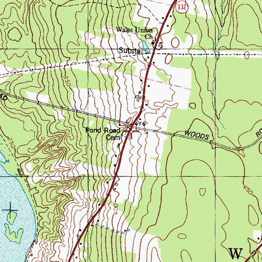 Topographic Map of Pond Road Cemetery, ME