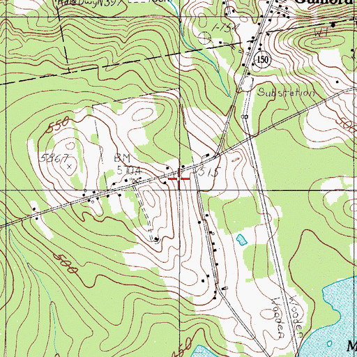 Topographic Map of Pond School, ME