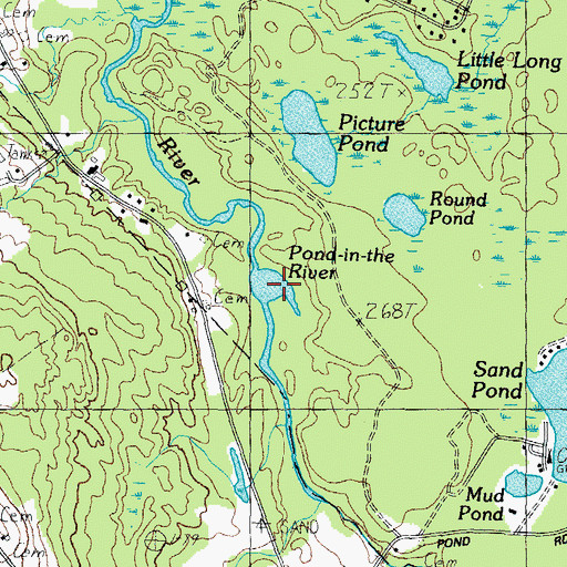 Topographic Map of Pond-in-the-River, ME