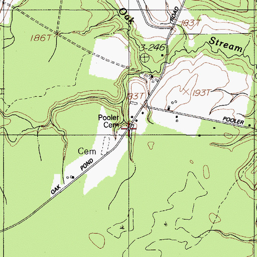 Topographic Map of Pooler Cemetery, ME