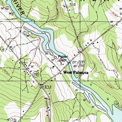 Topographic Map of Pooler Cemetery, ME