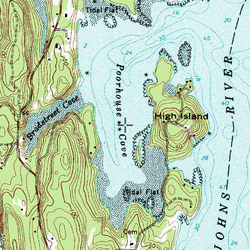Topographic Map of Poorhouse Cove, ME