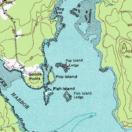 Topographic Map of Pop Island Ledge, ME