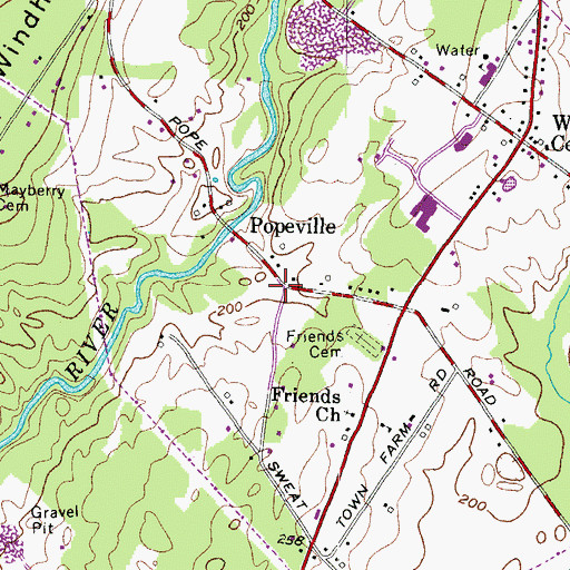 Topographic Map of Popeville, ME